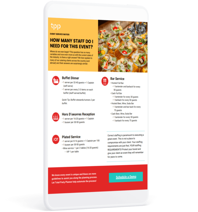 Catering Staff Ratios Cheat Sheet