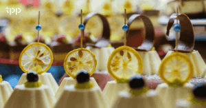 Close-up of Small Fine Dining Desserts to Promote Catering Software