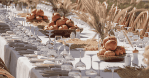 Elegant Outdoor Banquet with Pomegranates to Promote Catering Software